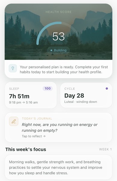 MindBodyHuman home screen