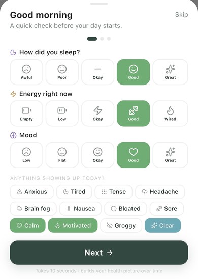 MindBodyHuman daily check-in